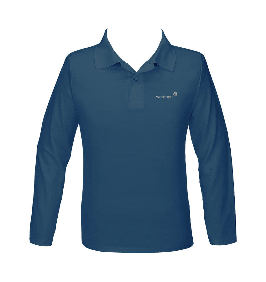 ***WESTMONT STEEL BLUE GOLF SHIRT, UNISEX, LONG SLEEVE, ADULT