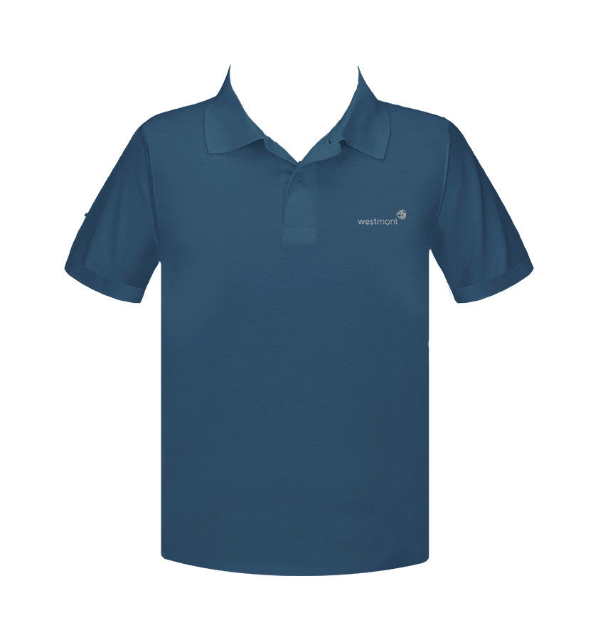 WESTMONT STEEL BLUE GOLF SHIRT, UNISEX, SHORT SLEEVE, ADULT