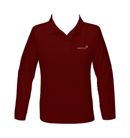 WESTMONT RUBY RED GOLF SHIRT, UNISEX, LONG SLEEVE, YOUTH