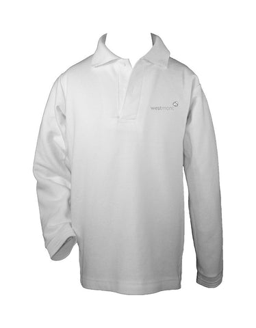 WESTMONT WHITE GOLF SHIRT, UNISEX, LONG SLEEVE, CHILD