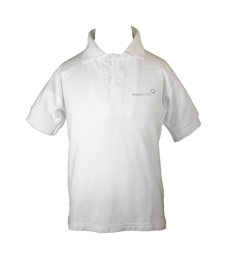 WESTMONT WHITE GOLF SHIRT, UNISEX, SHORT SLEEVE, CHILD